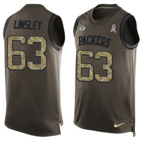 Wholesale Cheap Nike Packers #63 Corey Linsley Green Men\'s Stitched NFL Limited Salute To Service Tank Top Jersey