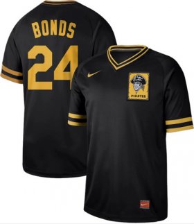 Wholesale Cheap Nike Pirates #24 Barry Bonds Black Authentic Cooperstown Collection Stitched MLB Jersey