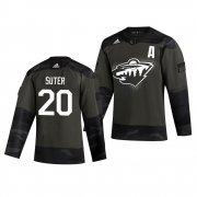 Wholesale Cheap Minnesota Wild #20 Ryan Suter Adidas 2019 Veterans Day Men's Authentic Practice NHL Jersey Camo