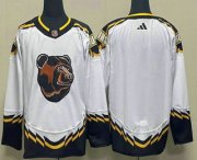 Cheap Men's Boston Bruins Blank White 2022 Reverse Retro Stitched Jersey