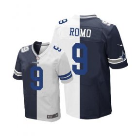 Wholesale Cheap Nike Cowboys #9 Tony Romo Navy Blue/White Men\'s Stitched NFL Elite Split Jersey