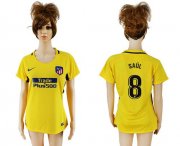 Wholesale Cheap Women's Atletico Madrid #8 Saul Away Soccer Club Jersey