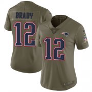 Wholesale Cheap Nike Patriots #12 Tom Brady Olive Women's Stitched NFL Limited 2017 Salute to Service Jersey