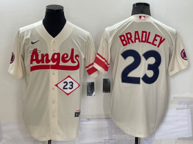 Wholesale Cheap Men\'s Los Angeles Angels #23 Archie Bradley Number Cream 2022 City Connect Cool Base Stitched Jersey