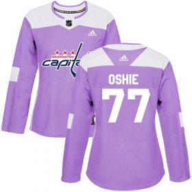 Wholesale Cheap Adidas Capitals #77 T.J. Oshie Purple Authentic Fights Cancer Women\'s Stitched NHL Jersey
