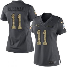 Wholesale Cheap Nike Patriots #11 Julian Edelman Black Women\'s Stitched NFL Limited 2016 Salute to Service Jersey