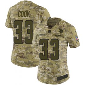 Wholesale Cheap Nike Vikings #33 Dalvin Cook Camo Women\'s Stitched NFL Limited 2018 Salute to Service Jersey