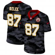 Cheap Kansas City Chiefs #87 Travis Kelce Men's Nike 2020 Black CAMO Vapor Untouchable Limited Stitched NFL Jersey
