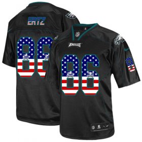 Wholesale Cheap Nike Eagles #86 Zach Ertz Black Men\'s Stitched NFL Elite USA Flag Fashion Jersey