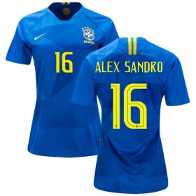 Wholesale Cheap Women\'s Brazil #16 Alex Sandro Away Soccer Country Jersey
