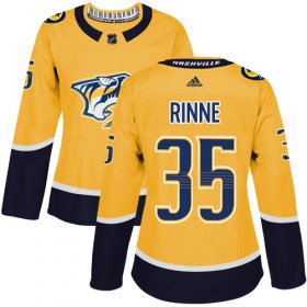 Wholesale Cheap Adidas Predators #35 Pekka Rinne Yellow Home Authentic Women\'s Stitched NHL Jersey