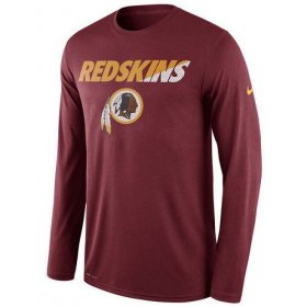 Wholesale Cheap Men\'s Washington Redskins Nike Burgundy Legend Staff Practice Long Sleeves Performance T-Shirt