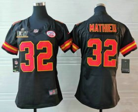 Wholesale Cheap Women\'s Kansas City Chiefs #32 Tyrann Mathieu Black 2021 Super Bowl LV Vapor Untouchable Stitched Nike Limited NFL Jersey