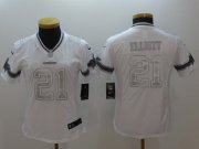 Wholesale Cheap Nike Cowboys #21 Ezekiel Elliott White Women's Stitched NFL Limited Platinum Jersey