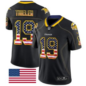 Wholesale Cheap Nike Vikings #19 Adam Thielen Black Men\'s Stitched NFL Limited Rush USA Flag Jersey