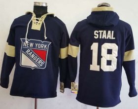 Wholesale Cheap Rangers #18 Marc Staal Navy Blue Pullover Hoodie Stitched NHL Jersey