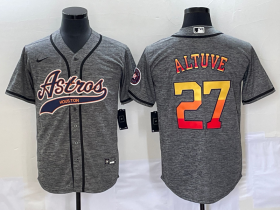 Wholesale Cheap Men\'s Houston Astros #27 Jose Altuve Grey Gridiron Cool Base Stitched Baseball Jersey