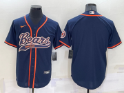 Wholesale Cheap Men's Chicago Bears Blank Navy Blue Stitched MLB Cool Base Nike Baseball Jersey