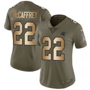 Wholesale Cheap Nike Panthers #22 Christian McCaffrey Olive/Gold Women's Stitched NFL Limited 2017 Salute to Service Jersey