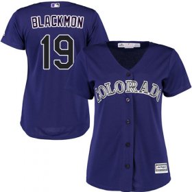 Wholesale Cheap Rockies #19 Charlie Blackmon Purple Alternate Women\'s Stitched MLB Jersey