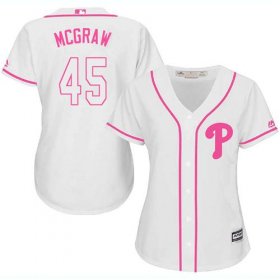 Wholesale Cheap Phillies #45 Tug McGraw White/Pink Fashion Women\'s Stitched MLB Jersey