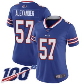 Wholesale Cheap Nike Bills #57 Lorenzo Alexander Royal Blue Team Color Women\'s Stitched NFL 100th Season Vapor Limited Jersey