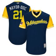 Wholesale Cheap Brewers #21 Travis Shaw Navy "Mayor-DDC" Players Weekend Authentic Stitched MLB Jersey