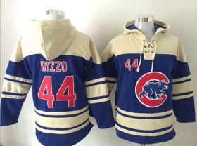 Wholesale Cheap Cubs #44 Anthony Rizzo Blue Sawyer Hooded Sweatshirt MLB Hoodie