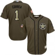 Wholesale Cheap Astros #1 Carlos Correa Green Salute to Service Stitched Youth MLB Jersey