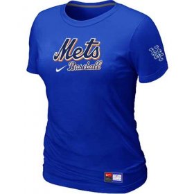 Wholesale Cheap Women\'s New York Mets Nike Short Sleeve Practice MLB T-Shirt Blue