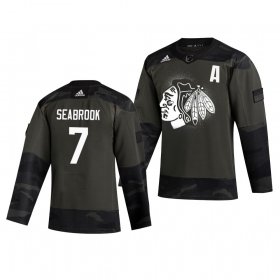 Wholesale Cheap Chicago Blackhawks #7 Brent Seabrook Adidas 2019 Veterans Day Men\'s Authentic Practice NHL Jersey Camo