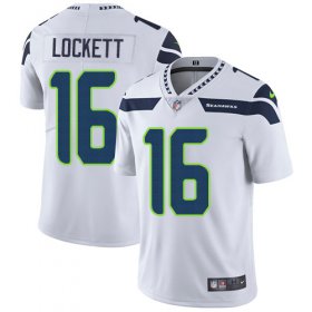 Wholesale Cheap Nike Seahawks #16 Tyler Lockett White Men\'s Stitched NFL Vapor Untouchable Limited Jersey