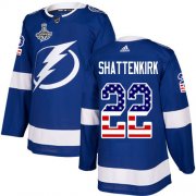 Cheap Adidas Lightning #22 Kevin Shattenkirk Blue Home Authentic USA Flag Youth 2020 Stanley Cup Champions Stitched NHL Jersey