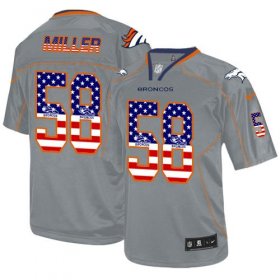 Wholesale Cheap Nike Broncos #58 Von Miller Lights Out Grey Men\'s Stitched NFL Elite USA Flag Fashion Jersey
