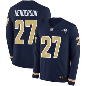 Wholesale Cheap Nike Rams #27 Darrell Henderson Navy Blue Team Color Men\'s Stitched NFL Limited Therma Long Sleeve Jersey