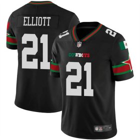 Wholesale Cheap Men\'s Dallas Cowboys #21 Ezekiel Elliott Black Mexico Vapor Limited Stitched Football Jersey