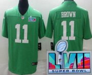 Cheap Men's Philadelphia Eagles #11 AJ Brown Limited Green Rush Super Bowl LVII Vapor Jersey