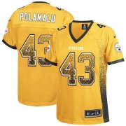 Wholesale Cheap Nike Steelers #43 Troy Polamalu Gold Women's Stitched NFL Elite Drift Fashion Jersey