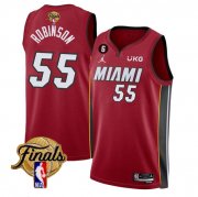 Wholesale Cheap Men's Miami Heat #55 Duncan Robinson Red 2023 Finals Statement Edition With NO.6 Patch Stitched Basketball Jersey