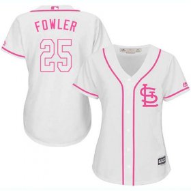 Wholesale Cheap Cardinals #25 Dexter Fowler White/Pink Fashion Women\'s Stitched MLB Jersey