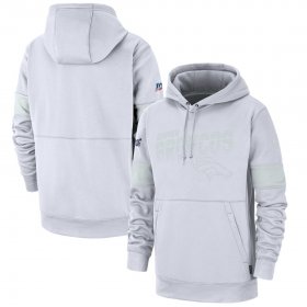 Wholesale Cheap Denver Broncos Nike NFL 100 2019 Sideline Platinum Therma Pullover Hoodie White