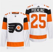 Cheap Men's Philadelphia Flyers #25 Ryan Poehling White 2024 Stadium Series Stitched Jersey