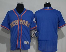 Wholesale Cheap Mets Blank Blue(Grey NO.) Flexbase Authentic Collection Stitched MLB Jersey