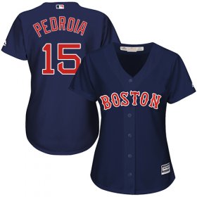 Wholesale Cheap Red Sox #15 Dustin Pedroia Navy Blue Alternate Women\'s Stitched MLB Jersey