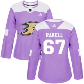 Wholesale Cheap Adidas Ducks #67 Rickard Rakell Purple Authentic Fights Cancer Women\'s Stitched NHL Jersey