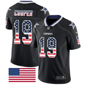 Wholesale Cheap Nike Cowboys #19 Amari Cooper Black Men\'s Stitched NFL Limited Rush USA Flag Jersey