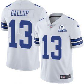 Wholesale Cheap Nike Cowboys #13 Michael Gallup White Men\'s Stitched With Established In 1960 Patch NFL Vapor Untouchable Limited Jersey