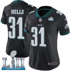 Wholesale Cheap Nike Eagles #31 Jalen Mills Black Alternate Super Bowl LII Women\'s Stitched NFL Vapor Untouchable Limited Jersey