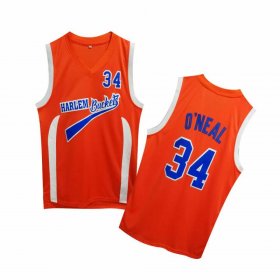 Wholesale Cheap Uncle Drew Harlem Buckets 34 Shaquille O\'Neal Orange Movie Basketball Jersey