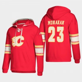 Wholesale Cheap Calgary Flames #23 Sean Monahan Red adidas Lace-Up Pullover Hoodie